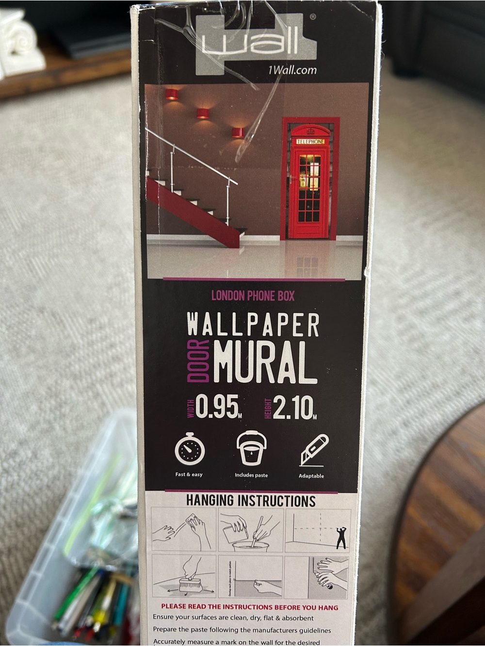 Red London Phone Box Door Mural Wallpaper